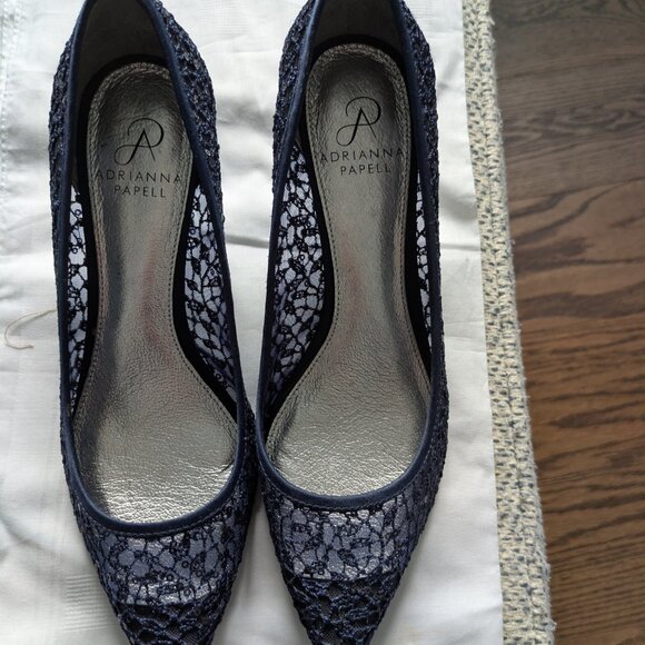 Adrianna Papell Navy Blue Dress Shoes, Kitten Heel - Picture 1 of 4